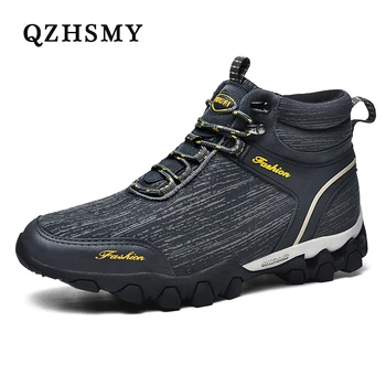 QZHSMY/Висококачествени мъжки обувки, зимни водоустойчив Нескользящие Топли Обувки, Мъжки Улични Маркови Зимни Обувки, Дишаща обувки на равна подметка, новост 2021 г. Изображение