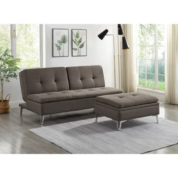 Атрактивен Стил на Шоколадов на Цвят, 1 бр. диван-легло, осеян с кърпа, плюшени седалки, модерни Мебели За Дневна Изображение