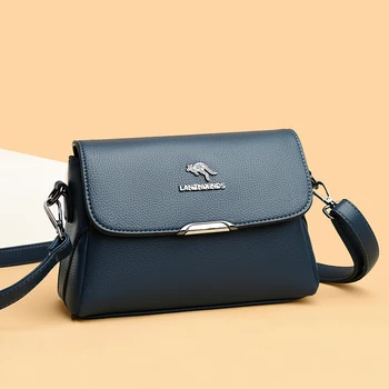 Висококачествена кожена чанта през рамо, с модерна дамска чанта, луксозна дамска чанта-месинджър, дизайнерски марка, дамски портфейл Изображение