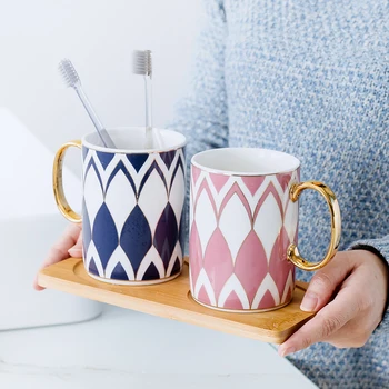Креативни, модерни хотели четки Керамична чаша Nordic Wind Couple Mouth Cup Проста четка за зъби и Аксесоари за баня Изображение