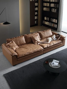 Пуховый латексный диван за хола модерен прост и лесен луксозен директен италиански плат, диван в минималистичен стил Изображение
